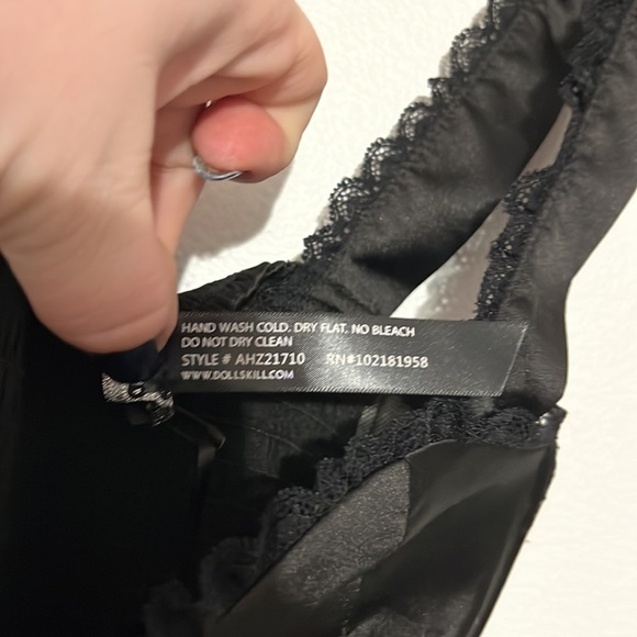 Dolls Kill Horoscopez Pass The Crystals Black Satin Corset Top - Picture 3 of 6